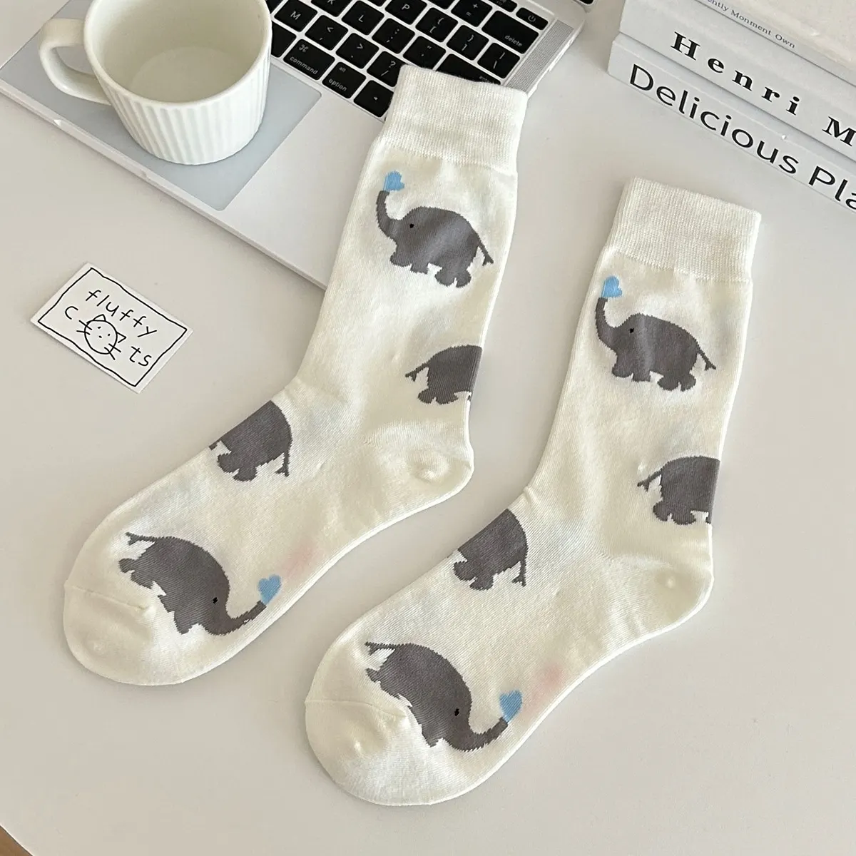 Elephant Pattern Crew Socks
