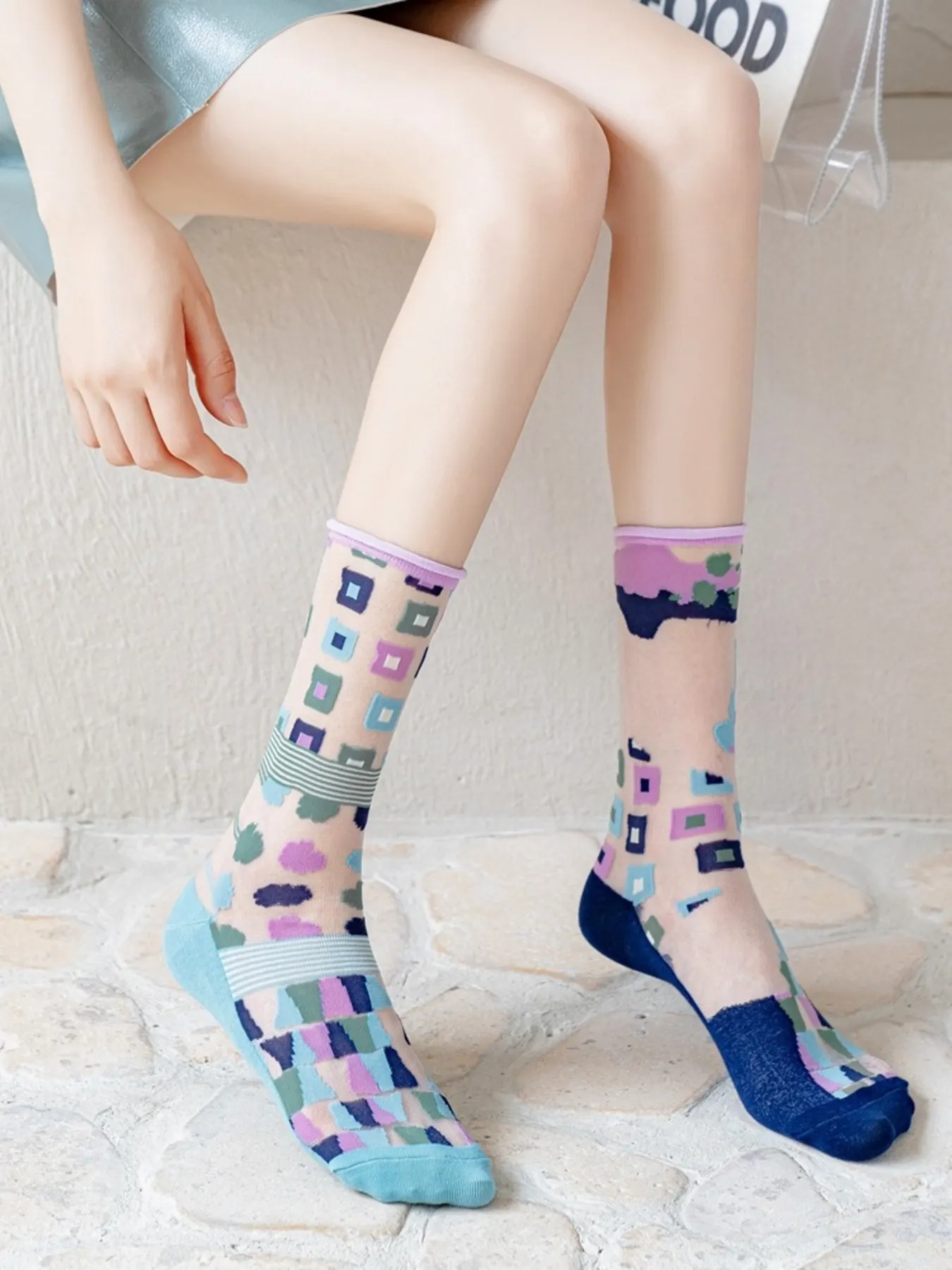 Geometric Abstract Print Socks